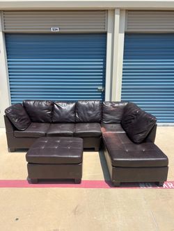 Good Brown Sectional Sofa & Ottoman