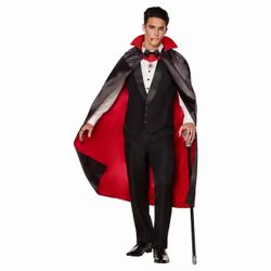 Vampire Halloween Costume with Skull and Bat Staff/Cane