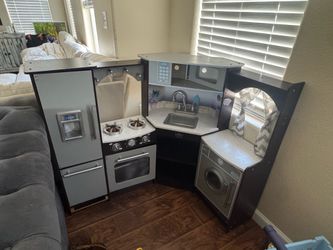 Corner Wooden Play Kitchen Set for