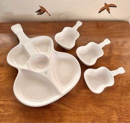 Dolly Parton Ceramic Guitar Shaped Chip and Dip Platter & Condiment Set of 4