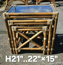 Vintage Bamboo nesting tables set of 3

