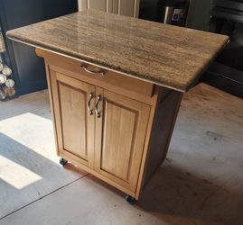 Rolling Kitchen Island Cart with Granite Top