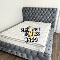 Queen Size Bed Frame With Pillow Top Mattress Included 