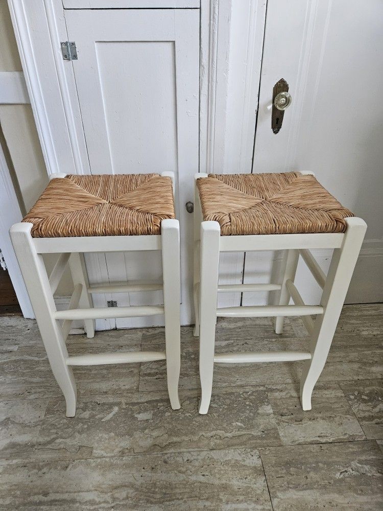 Pair Of Pottery Barn Napoleon Backless Counter Height Stools