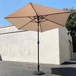 $70 (New) Patio set (10ft umbrella and base stand) tilt crank, outdoor garden market, beige or red color