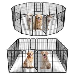 16-Panel Outdoor Dog Fence (40" Height), Heavy Duty RV Camping Dog Playpen with Solid Stakes, Portable Metal Pet Enclosure for Large Dogs, No Tools Re