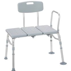 Tub Transfer Bench For Bathtub, Height Adjustable Shower Bench with Backrest, Shower Seat Shower Chair Bath Chair for Elderly, Seniors, Arm Support fo