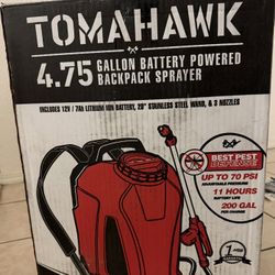 tomahawk power 4.75-gallon 12-volt battery operated plastic backpack sprayer