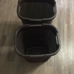 Brown 24.15 in. H x 13.75 in. W x 17.65 in. L Plastic 60L Slim Ventilated Rectangle Laundry Hamper with Lid