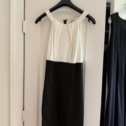 Xscape Black & White Colorblock Cocktail Dress (Size 8)