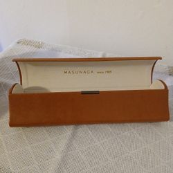 Vintage Brown Leather Glasses Case – Premium Quality Masunaga-Inspired Design, Durable Pressure-Resistant Shell with Soft Velvet Interior for Stylish 