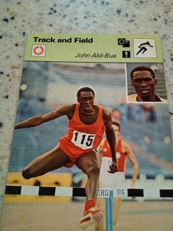 Vintage 1978 sportscaster track and field/ John akii- bua/ gifted precocious and multi- talented/ olympic collector card # 37-03