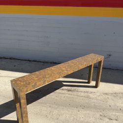 Vintage Mid-Century Modern Faux Burl Tortoiseshell Parsons Console Table