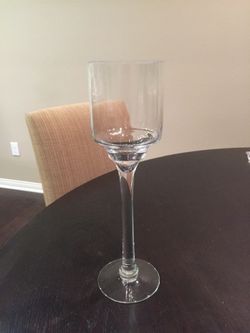 4” diameter glass candle votives, various heights