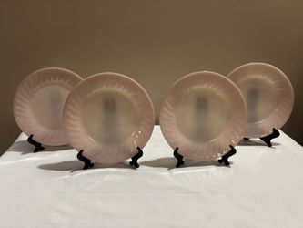 Fire King Pink Swirl Dinner Plates  4 Dinner plates total 