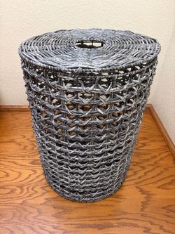 Grey Weaved Laundry Basket