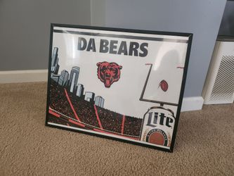 16"×20" Framed DA BEARS Poster Chicago Bears Decor Collectables Sports Football Miller Lite