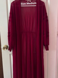 Maroon Sheer Long Duster Cardigan