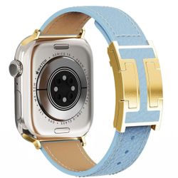 Leather Magnetic Watch Band Compatible with Apple Watch Ultra 49mm 46mm 45mm 44mm 42mm 41mm 40mm 38mm, Designer Replacement Strap for Women Men iWatch