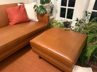 West Elm Axel Leather Sofa + Matching Ottoman — $2, 000
