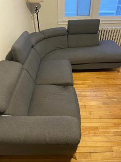 Gray Fabric L-Shaped Sectional Sofa