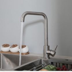 Swivel Spout Kitchen Sink Faucet Brushed Nickel Single Hole Mixer Deck Mount Tap $30