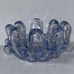 Vintage Swung Glass Bowl in Aqua Blue