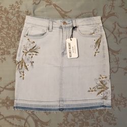Velvet Heart Floral Embroidered April Pencil Mini Skirt Size 26