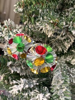 Vintage Christmas (Set of 2) Mylar Foil Ornament Multi colored Silver Gold