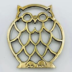 Brass Owl Trivet Vintage Metal Hot Plate Kitchen Decor
