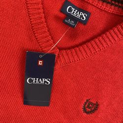 New CHAPS Red Sweater Vest Christmas Holiday Youth Large 