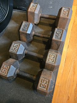 35lb and 40lb Metal Hex Dumbbells
