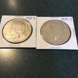 JUST IN…….. TWO SILVER DOLLARS …….. PEACE DOLLARS. 1923
