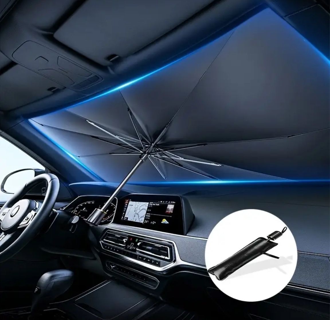 Car windshield sunshade umbrella, foldable universal sunshade UV reflector, car sunshade front windshield sunshade suitable for cars, trucks, SUVs,