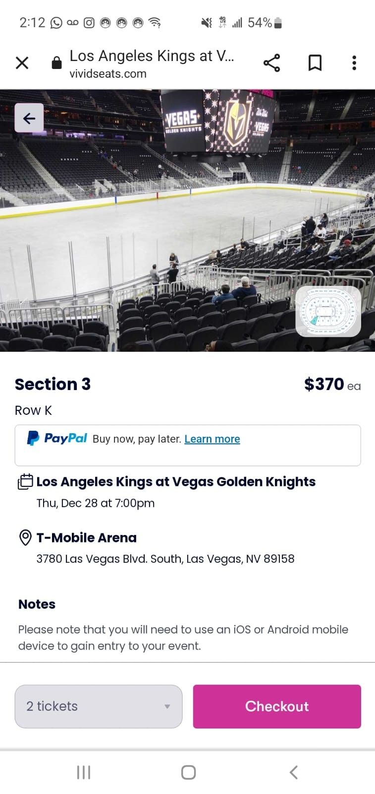 2 Golden Knights Tickets for Sale in Las Vegas, NV OfferUp