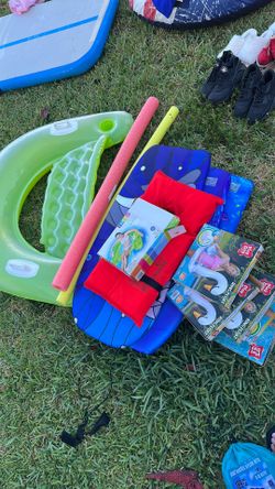 Pool accessory floats in boxes