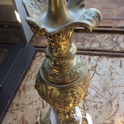 Two Vintage Marble brass lamps 