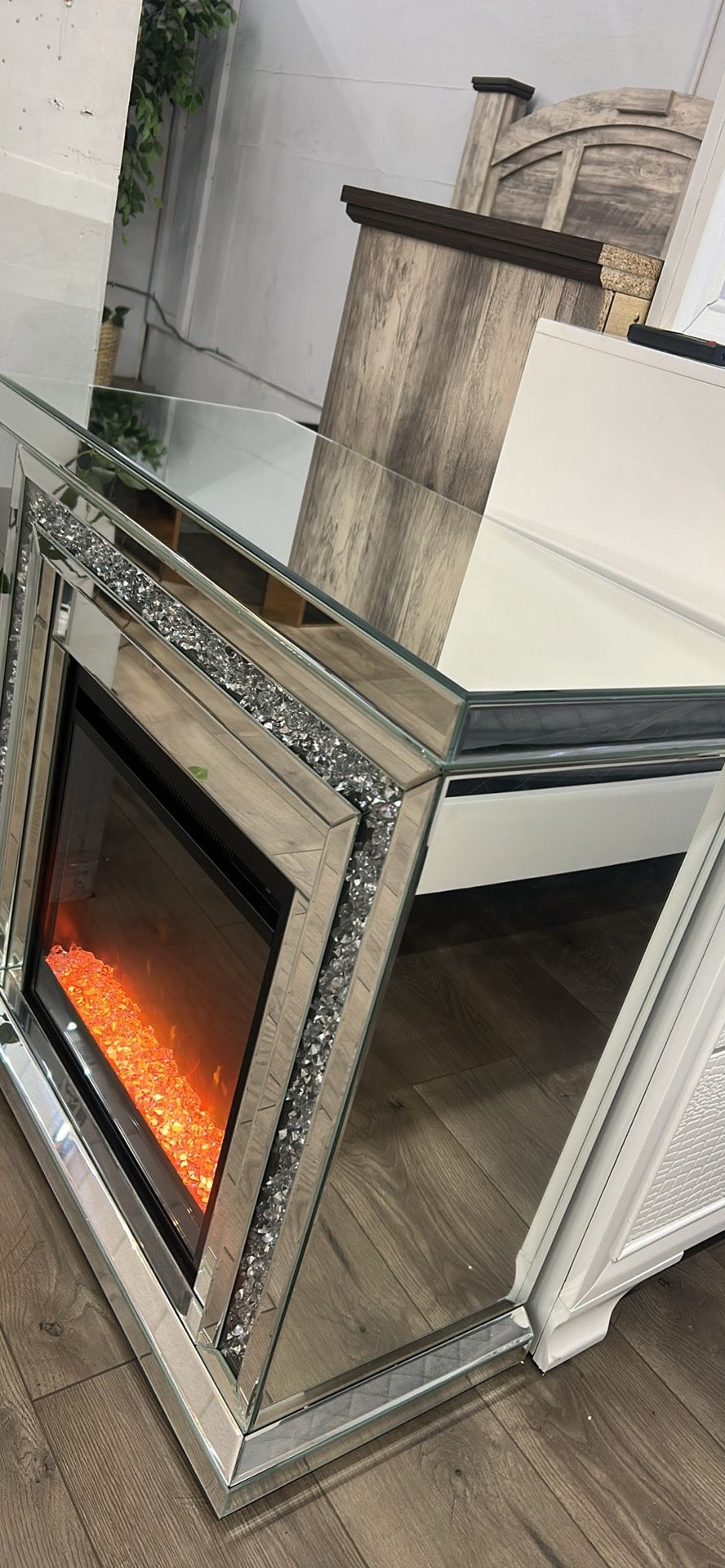 All Glass Electric Fireplace - New Furniture 