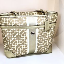 COACH Chelsea Heritage Stripe Gold Bag