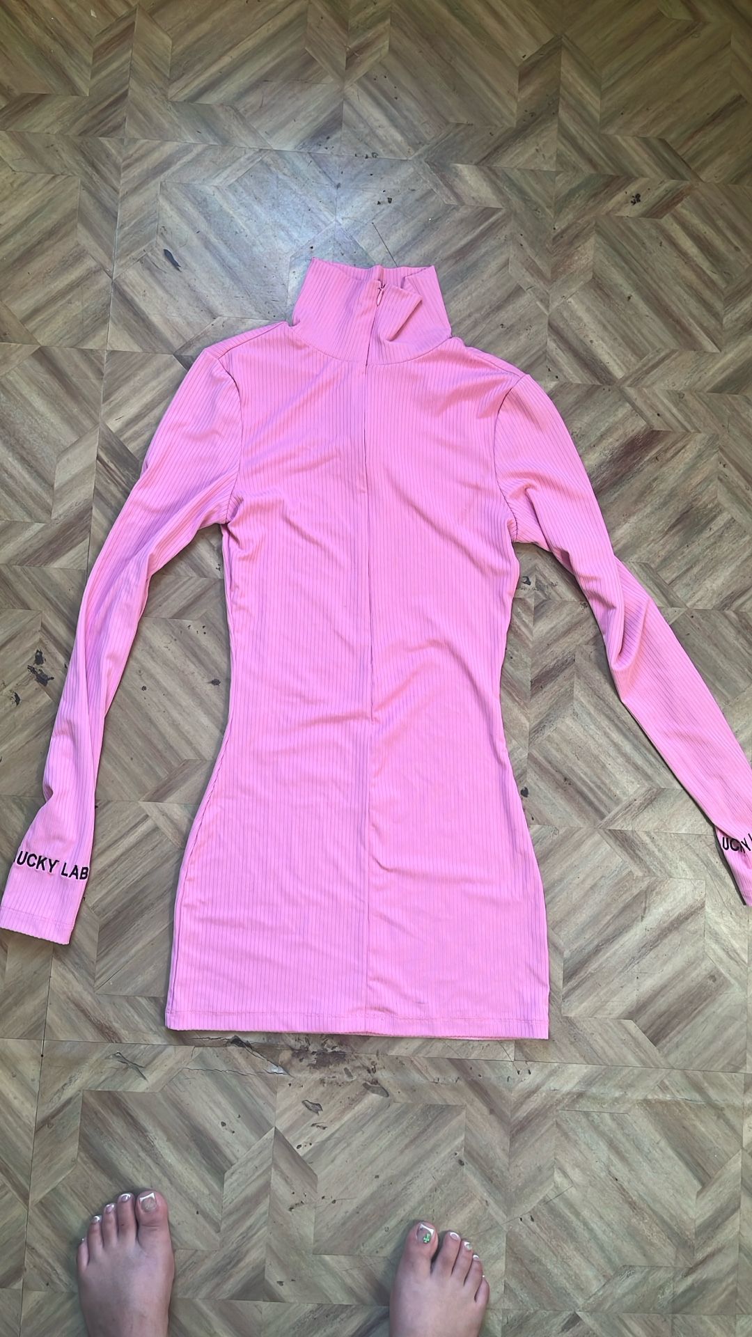 Baddie Essentials Pink Turtle Neck Dress