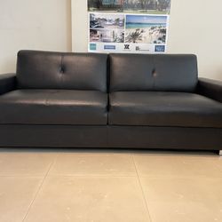 Black Leather Convertible Sofa