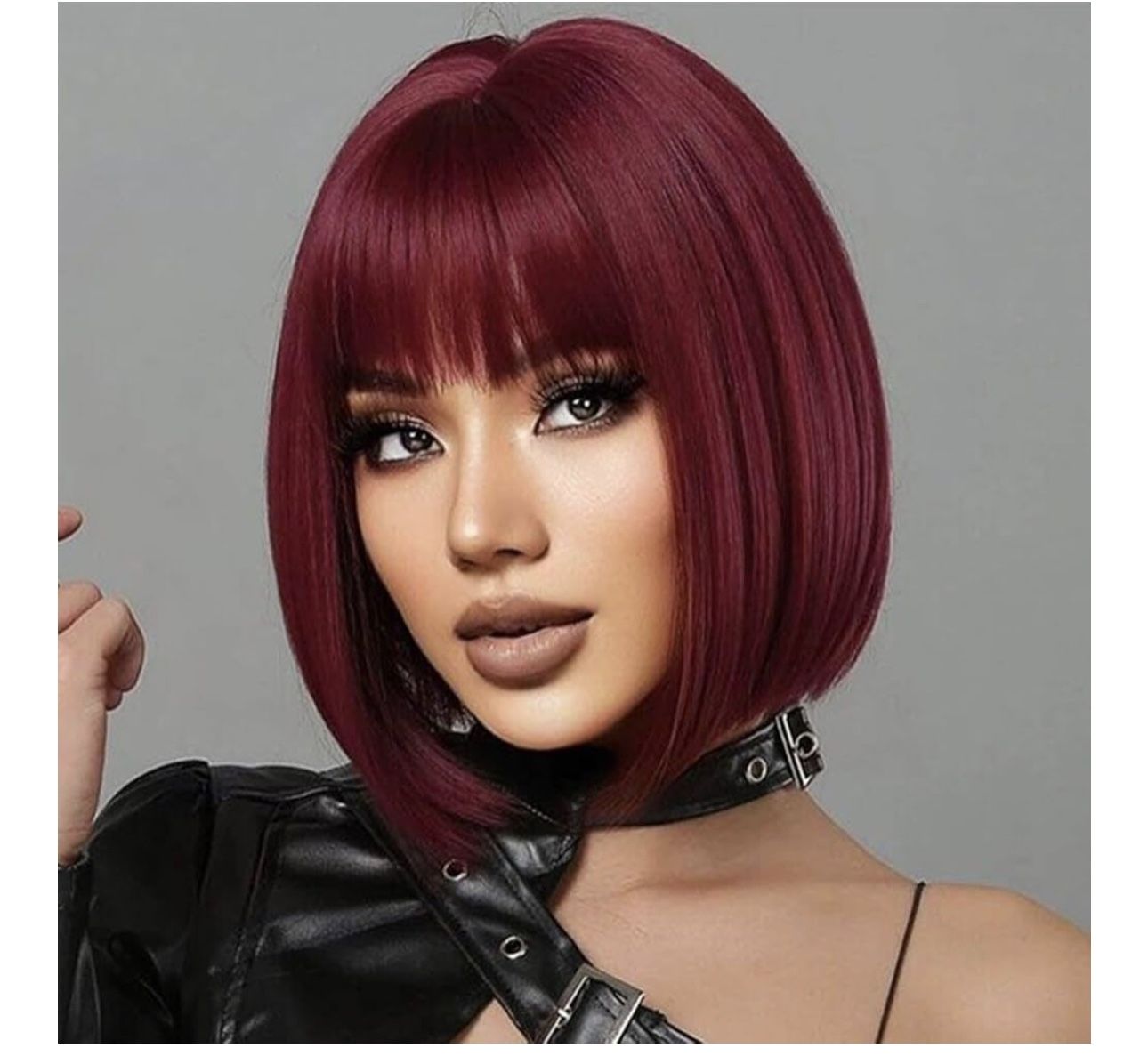 Red Burgundy Bob Length Wig. Cosplay Halloween