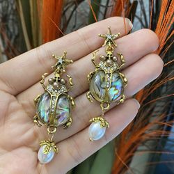 Vintage style beetle bug stud earrings,High Quality brass stud Earrings,Scarab bug Beetle Earrings,Bug dangle earrings,Scarab bug Beetle ring for her 
