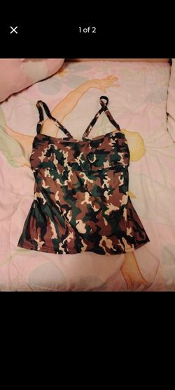 Camo Print Tankini Swim Top