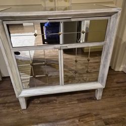 Mirrored Cabinet with Whitewash Wood Frame