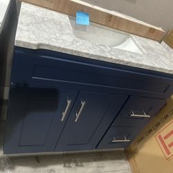Bathroom vanity 36 inch blue 