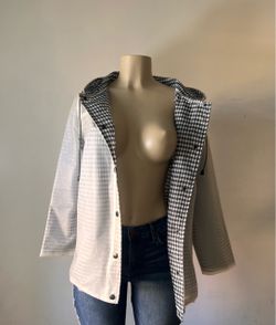 New Gingham Translucent Clear Waterproof Rain Jacket