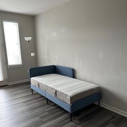 Upholstered Twin Bed Frame - Navy Blue