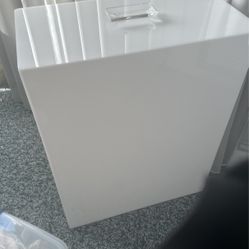 White Lucite Hamper Or Large Paper Holder