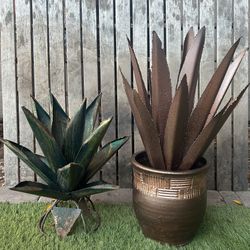 metal agave plants (green & copper painted)